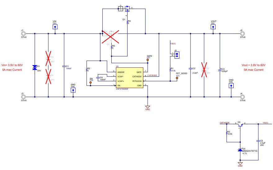 Schematic - Texas Instruments LM74704Q1EVM Evaluation Module